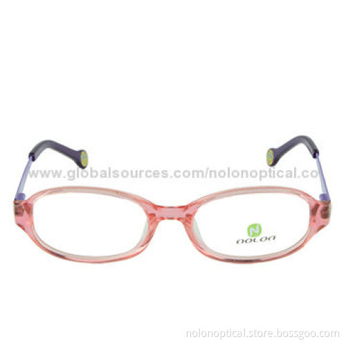 Crystal pink acetate front with metal temple eyeglass frames for unisex, customized logo and size